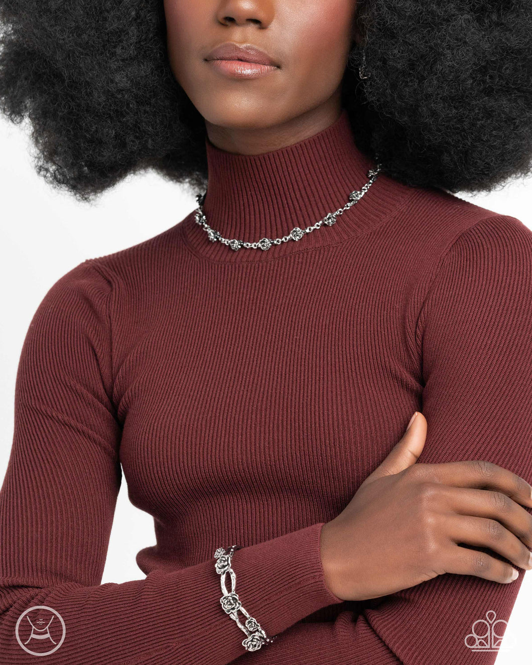 Rose Necklace and Bracelet- Black