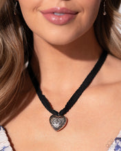 Load image into Gallery viewer, Heart Necklace and Earrings - Black
