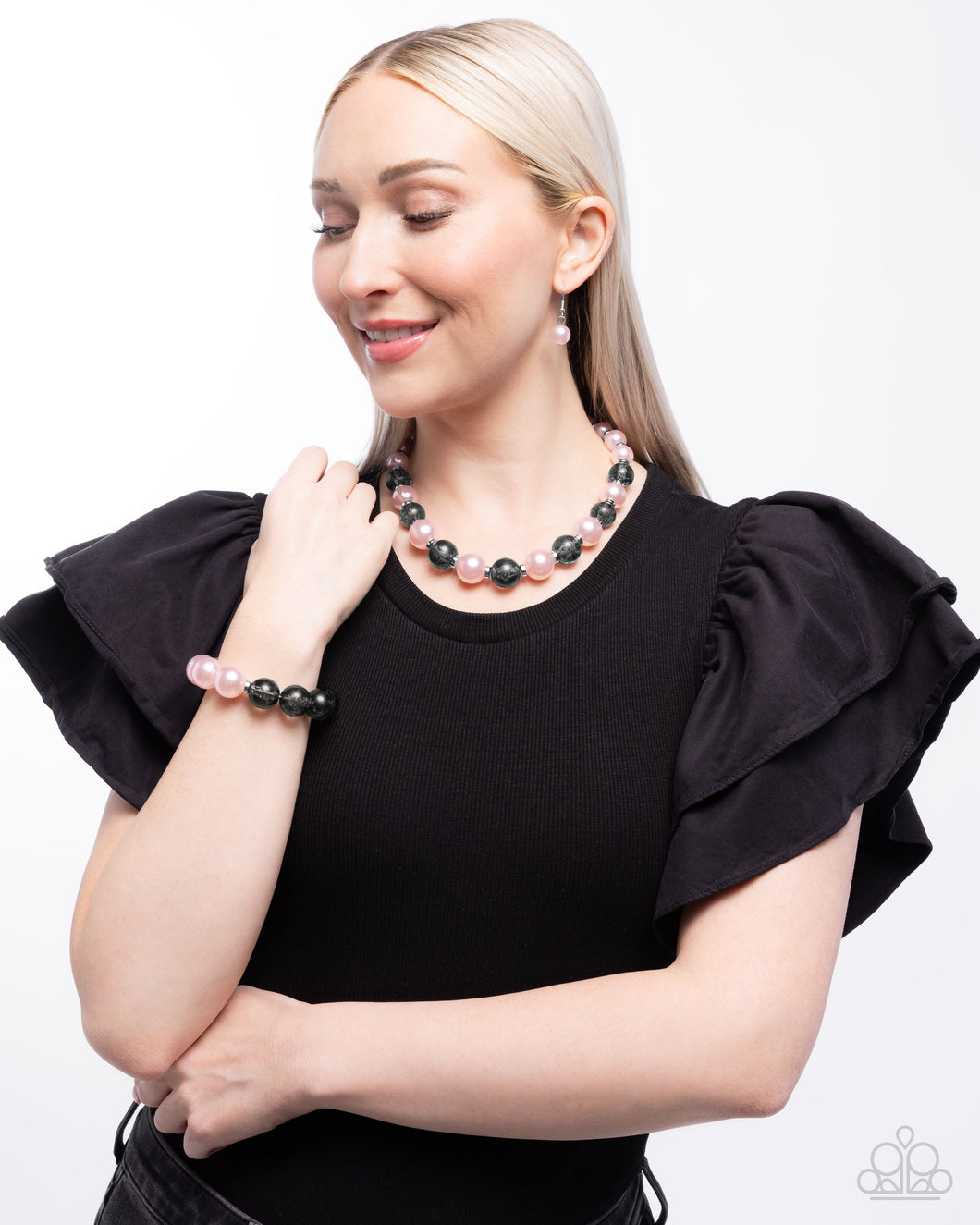 Necklace and Bracelet Set - Pink
